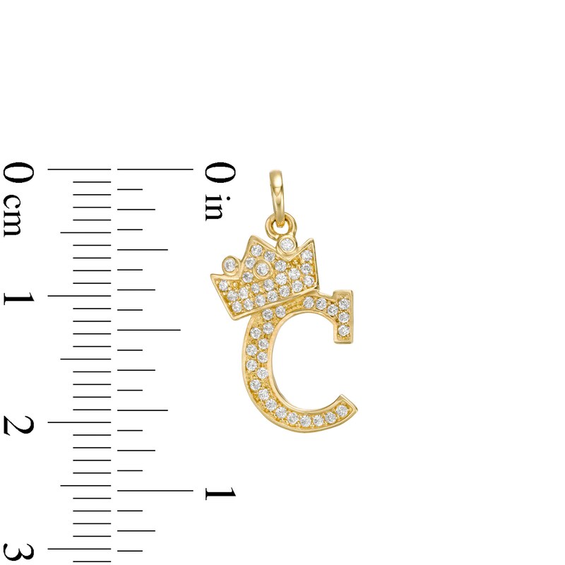 Main Image 2 of Cubic Zirconia "C" Initial with Crown Necklace Charm in 10K Solid Gold