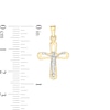 Small Loop Crucifix Necklace Charm in 10K Two-Tone Gold