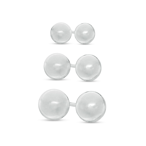 Graduated Ball Three Pair Stud Earrings Set in Sterling Silver