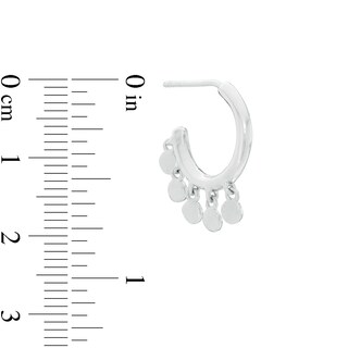 Mini Disc Dangle J-Hoop Earrings in Sterling Silver