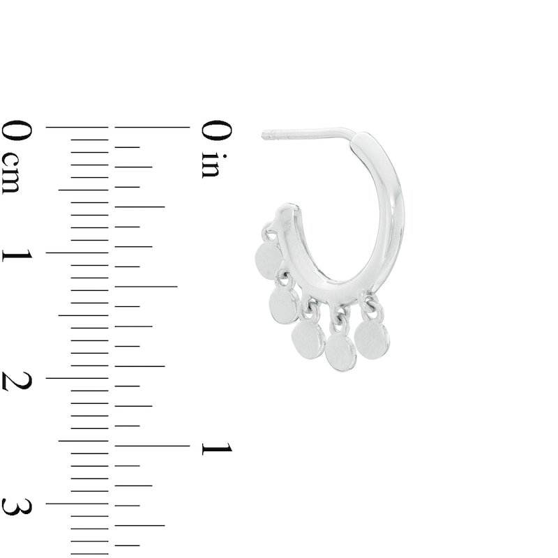 Main Image 2 of Mini Disc Dangle J-Hoop Earrings in Sterling Silver