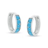 Simulated Turquoise Channel-Set Five Stone 9.15mm Huggie Hoop Earrings in Sterling Silver
