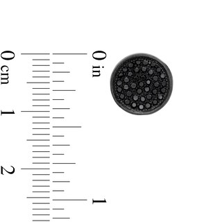 Black Cubic Zirconia Composite Disc Stud Earrings in Sterling Silver with Black Rhodium