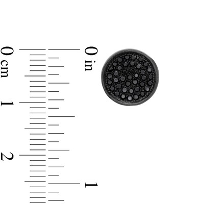 Black Cubic Zirconia Composite Disc Stud Earrings in Sterling Silver with Black Rhodium