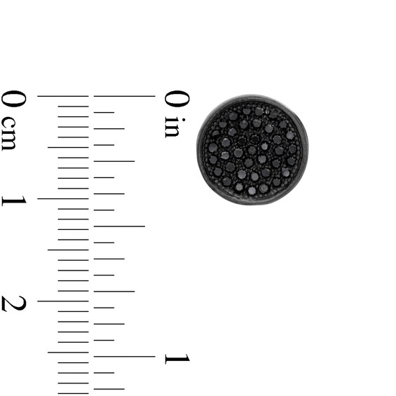 Black Cubic Zirconia Composite Disc Stud Earrings in Sterling Silver with Black Rhodium
