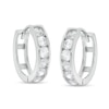 Thumbnail Image 1 of Cubic Zirconia Channel-Set 15mm Huggie Hoop Earrings in Sterling Silver