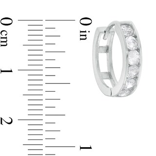 Cubic Zirconia Channel-Set 15mm Huggie Hoop Earrings in Sterling Silver