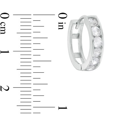 Cubic Zirconia Channel-Set 15mm Huggie Hoop Earrings in Sterling Silver