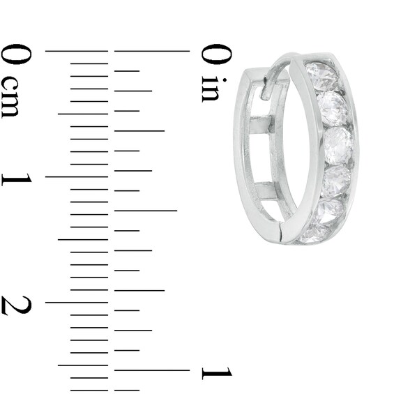 Cubic Zirconia Channel-Set 15mm Huggie Hoop Earrings in Sterling Silver