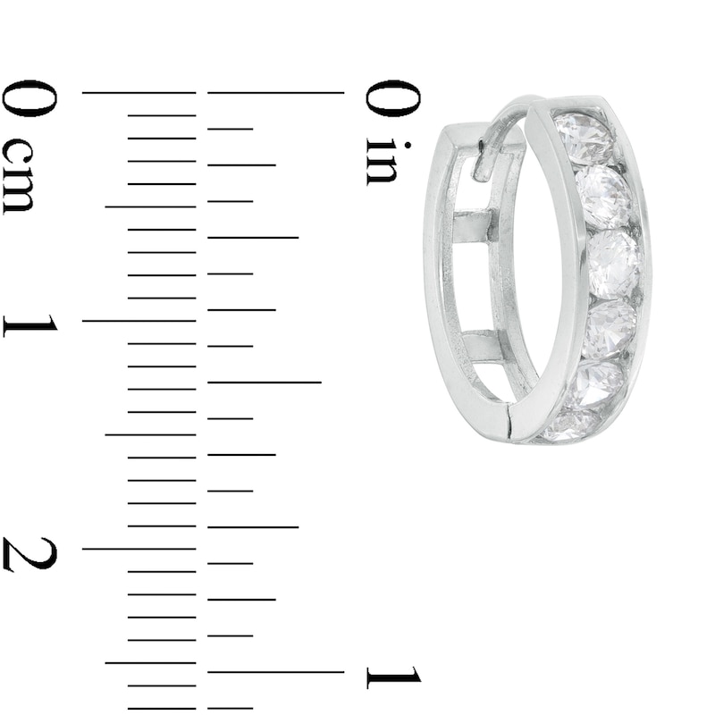 Main Image 2 of Cubic Zirconia Channel-Set 15mm Huggie Hoop Earrings in Sterling Silver