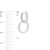 Thumbnail Image 2 of Cubic Zirconia Double Row with Interlocking Circle Dangle 8.5mm Huggie Hoop Earrings in Sterling Silver