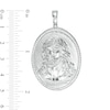 Cubic Zirconia Frame Jesus Head Oval Medallion Necklace Charm in Sterling Silver