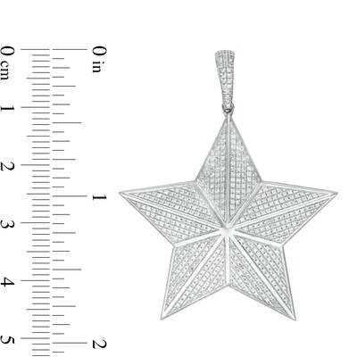 Cubic Zirconia Three-Dimensional Star Necklace Charm in Sterling Silver