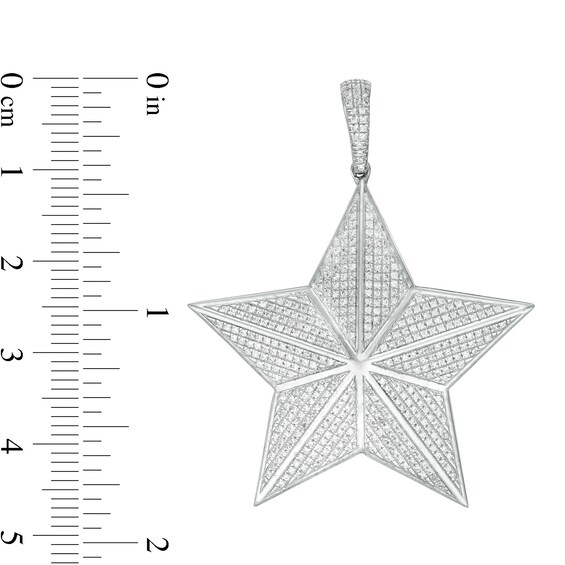 Cubic Zirconia Three-Dimensional Star Necklace Charm in Sterling Silver
