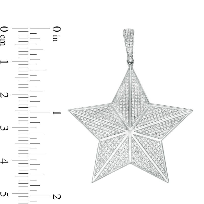 Cubic Zirconia Three-Dimensional Star Necklace Charm in Sterling Silver