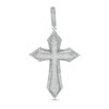 Thumbnail Image 1 of Cubic Zirconia Layered Gothic-Style Cross Necklace Charm in Sterling Silver