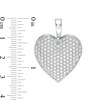 Thumbnail Image 2 of Cubic Zirconia Pavé Composite Puff Heart Necklace Charm in Sterling Silver