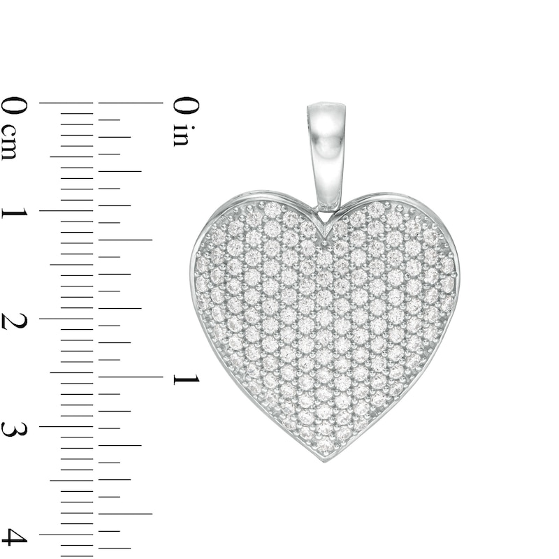 Main Image 2 of Cubic Zirconia Pavé Composite Puff Heart Necklace Charm in Sterling Silver