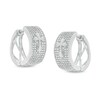 Cubic Zirconia Pavé Gothic-Style Cross 13mm Huggie Hoop Earrings in Sterling Silver