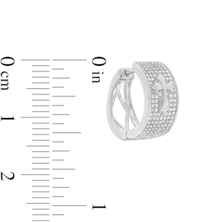 Cubic Zirconia Pavé Gothic-Style Cross 13mm Huggie Hoop Earrings in Sterling Silver