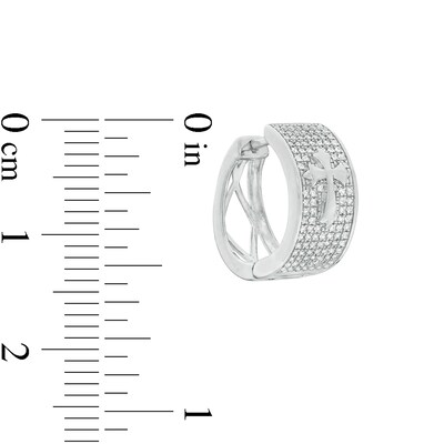 Cubic Zirconia Pavé Gothic-Style Cross 13mm Huggie Hoop Earrings in Sterling Silver