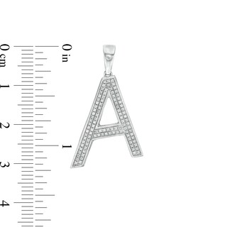 Cubic Zirconia Pavé "A" Block Initial Necklace Charm in Solid Sterling Silver