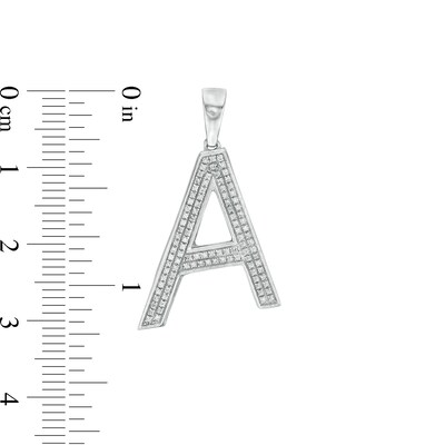 Cubic Zirconia Pavé "A" Block Initial Necklace Charm in Solid Sterling Silver