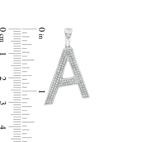 Cubic Zirconia Pavé "A" Block Initial Necklace Charm in Solid Sterling Silver