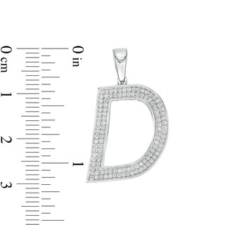 Cubic Zirconia Pavé "D" Block Initial Necklace Charm in Solid Sterling Silver