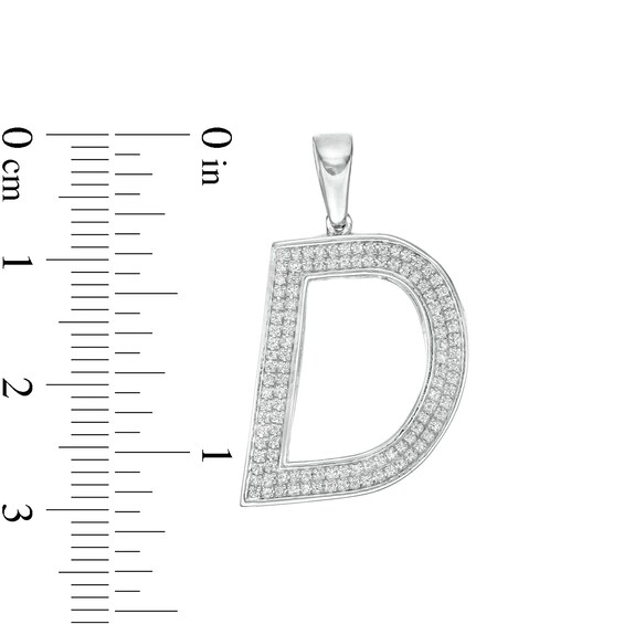 Cubic Zirconia Pavé "D" Block Initial Necklace Charm in Solid Sterling Silver