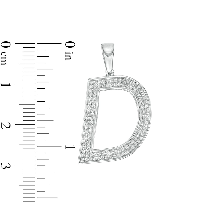 Cubic Zirconia Pavé "D" Block Initial Necklace Charm in Solid Sterling Silver