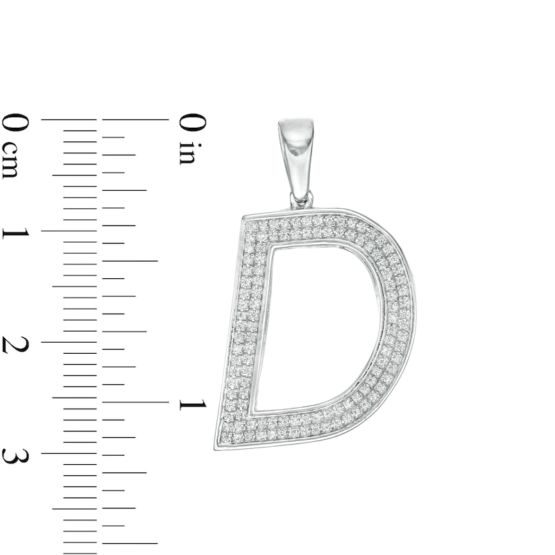 Main Image 2 of Cubic Zirconia Pavé "D" Block Initial Necklace Charm in Solid Sterling Silver