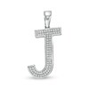 Thumbnail Image 1 of Cubic Zirconia Pavé "J" Block Initial Necklace Charm in Solid Sterling Silver