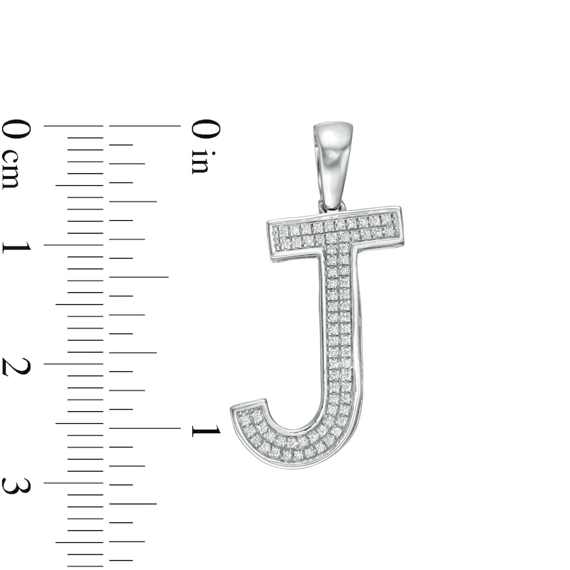Main Image 2 of Cubic Zirconia Pavé "J" Block Initial Necklace Charm in Solid Sterling Silver