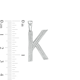 Cubic Zirconia Pavé "K" Block Initial Necklace Charm in Solid Sterling Silver