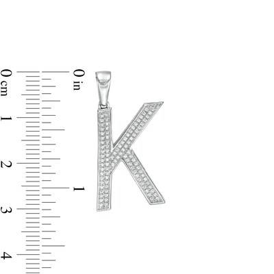 Cubic Zirconia Pavé "K" Block Initial Necklace Charm in Solid Sterling Silver