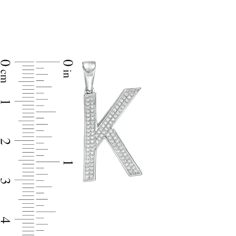 Main Image 2 of Cubic Zirconia Pavé "K" Block Initial Necklace Charm in Solid Sterling Silver