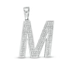 Thumbnail Image 1 of Cubic Zirconia Pavé "M" Block Initial Necklace Charm in Solid Sterling Silver