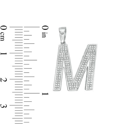 Cubic Zirconia Pavé "M" Block Initial Necklace Charm in Solid Sterling Silver