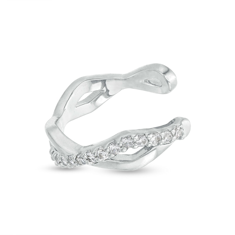 Main Image 1 of Sterling Silver CZ Twisted Geometric Ear Cuff