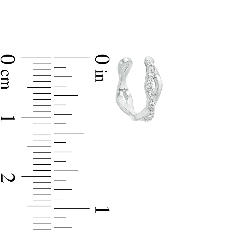 Main Image 2 of Sterling Silver CZ Twisted Geometric Ear Cuff