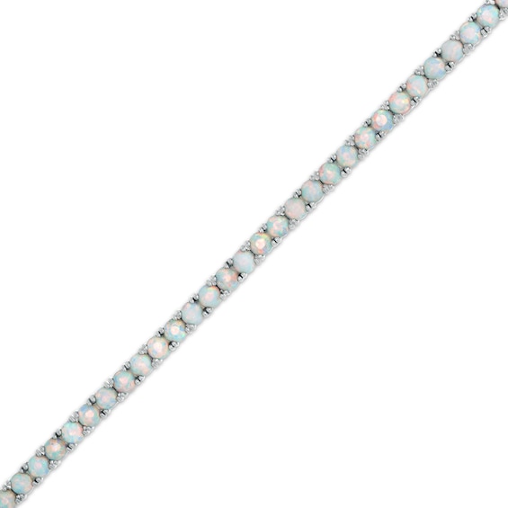 3mm Lab-Created Opal Tennis Bracelet in Solid Sterling Silver - 7.25"