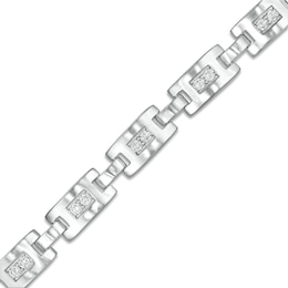 Cubic Zirconia Duos Link Bracelet in Sterling Silver - 8.5&quot;