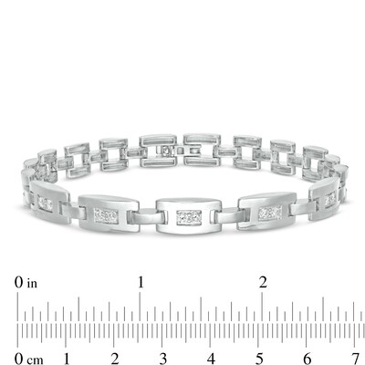 Cubic Zirconia Duos Link Bracelet in Sterling Silver - 8.5"