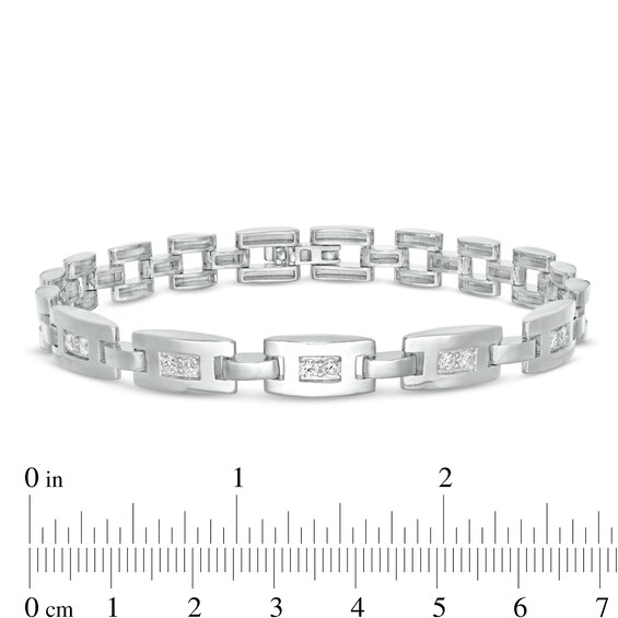 Cubic Zirconia Duos Link Bracelet in Sterling Silver - 8.5"