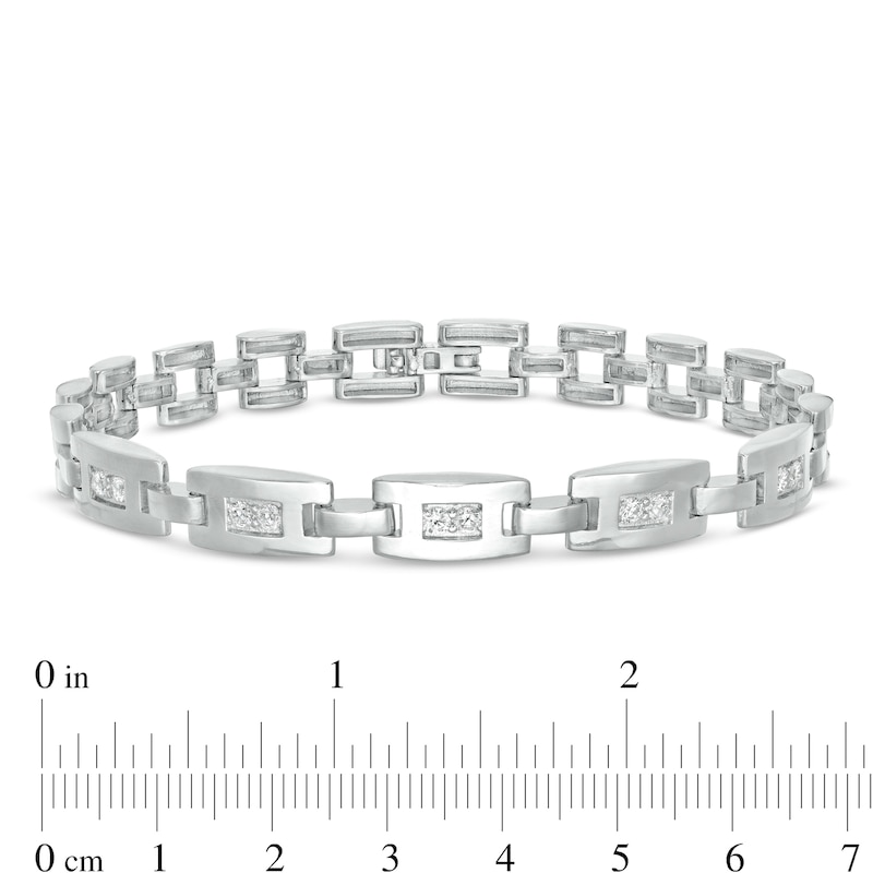 Main Image 3 of Cubic Zirconia Duos Link Bracelet in Sterling Silver - 8.5"