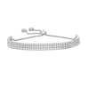 Thumbnail Image 1 of Cubic Zirconia Triple Row Bolo Bracelet in Sterling Silver - 9.5"