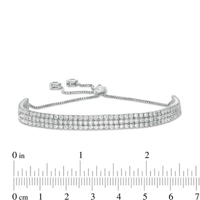 Cubic Zirconia Triple Row Bolo Bracelet in Sterling Silver - 9.5"