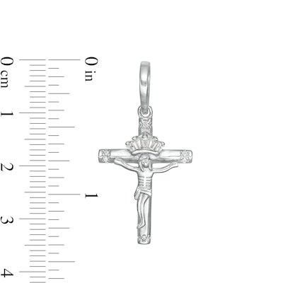 Cubic Zirconia Crown Crucifix Charm in Sterling Silver