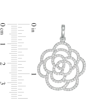 Cubic Zirconia Open Flower Outline Charm in Sterling Silver